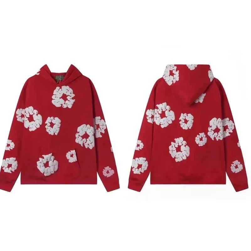 Red Floral Print Hoodie