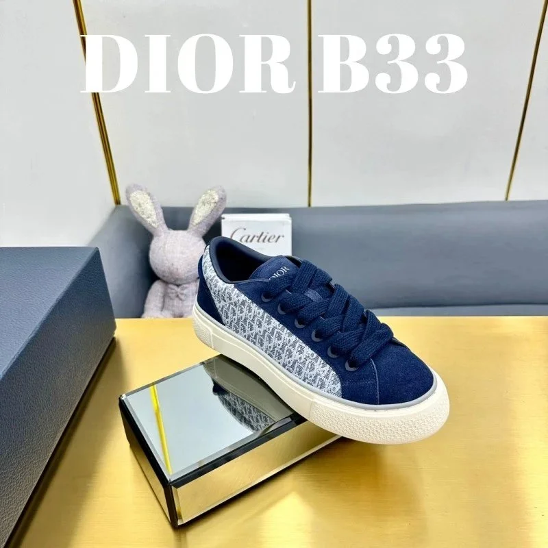 Dior B33 Monogram Navy Blue Sneakers