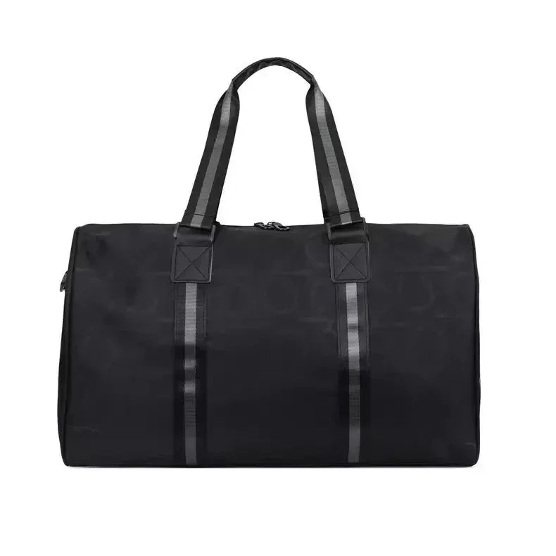 Travel Bag Black with Grey Stripes Duffle Bag