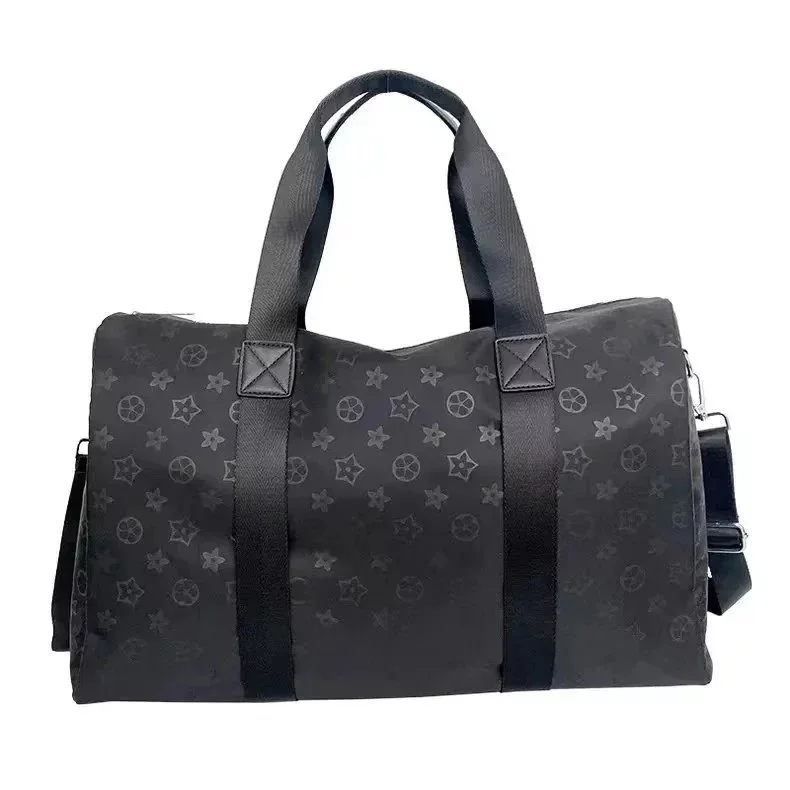 Black Floral Small Flowers 002 Duffle Bag