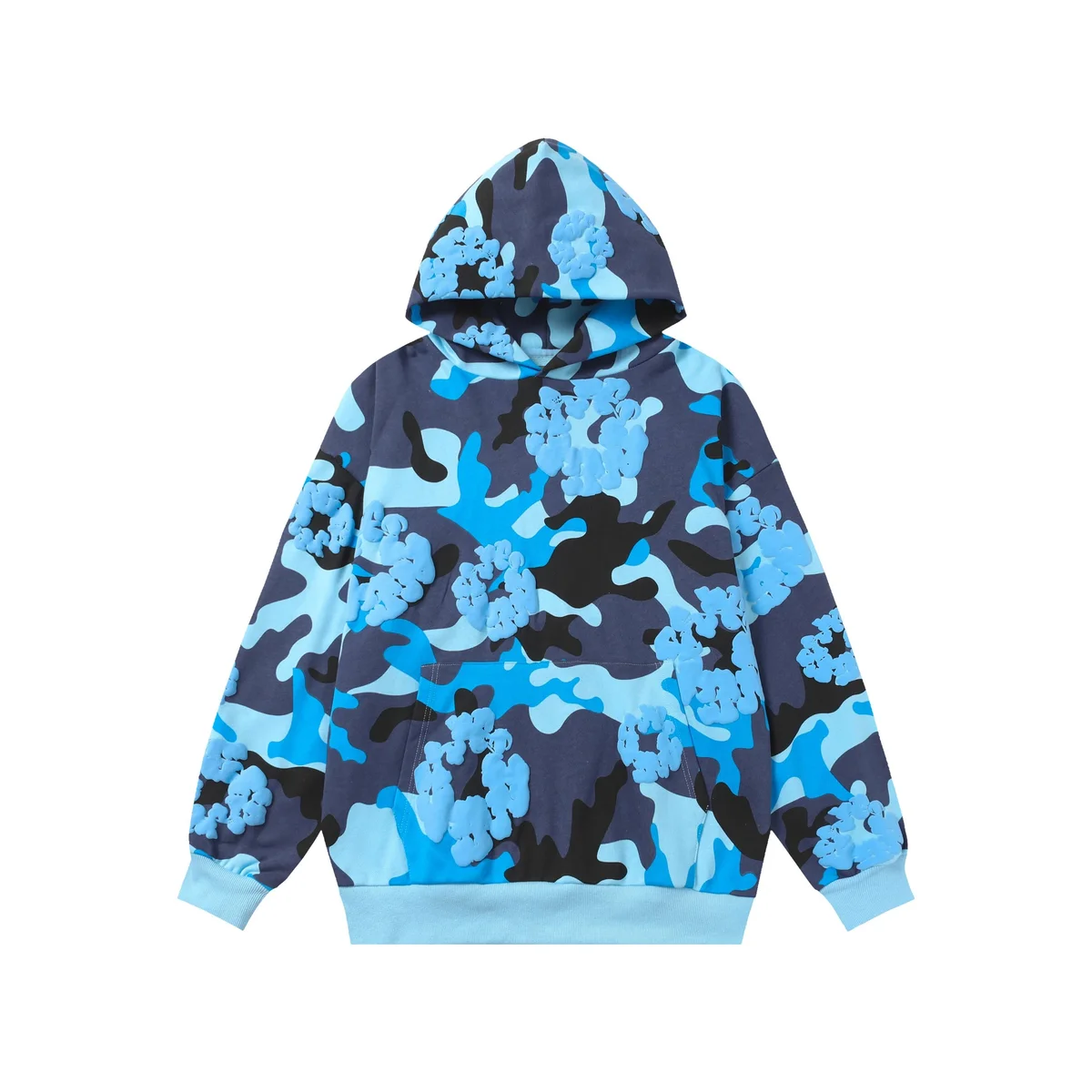 Unisex Camo Print Hoodie Sweatshirt in Blue Camo