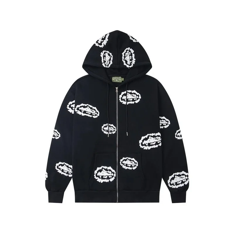 Black Cloud Print Zip-Up Hoodie