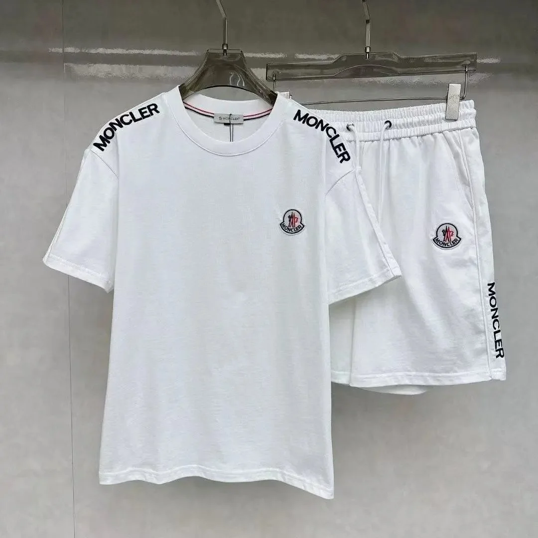 Moncler White Logo T-Shirt & Shorts Set