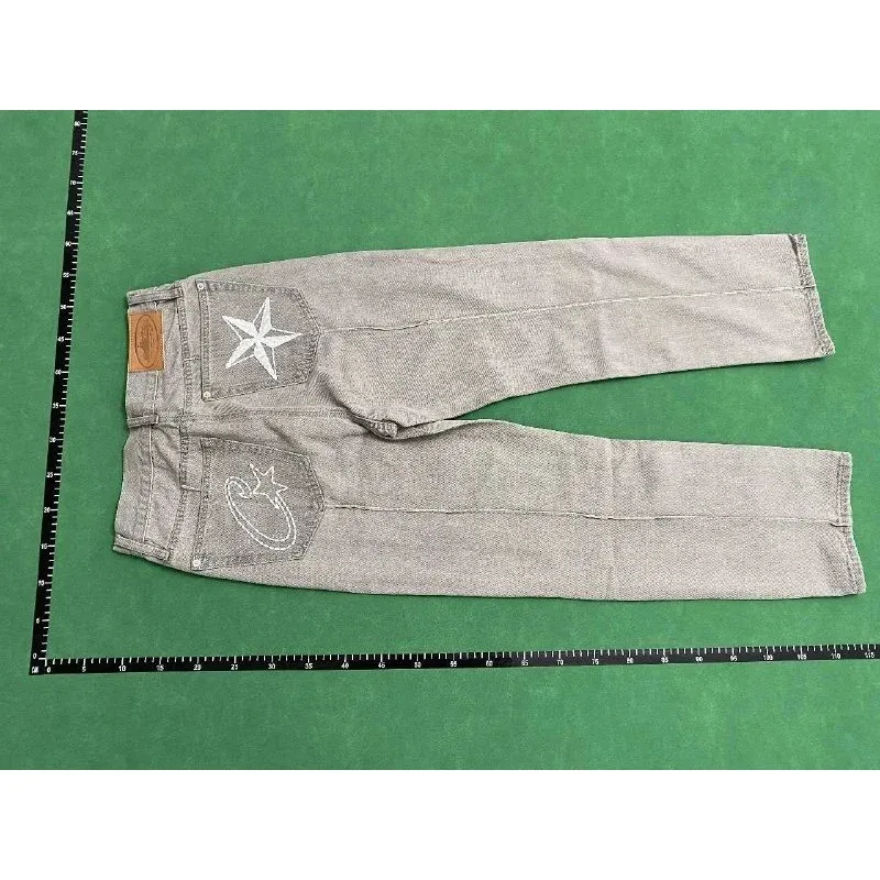 Corteiz 1 Grey Star Embroidered Jeans
