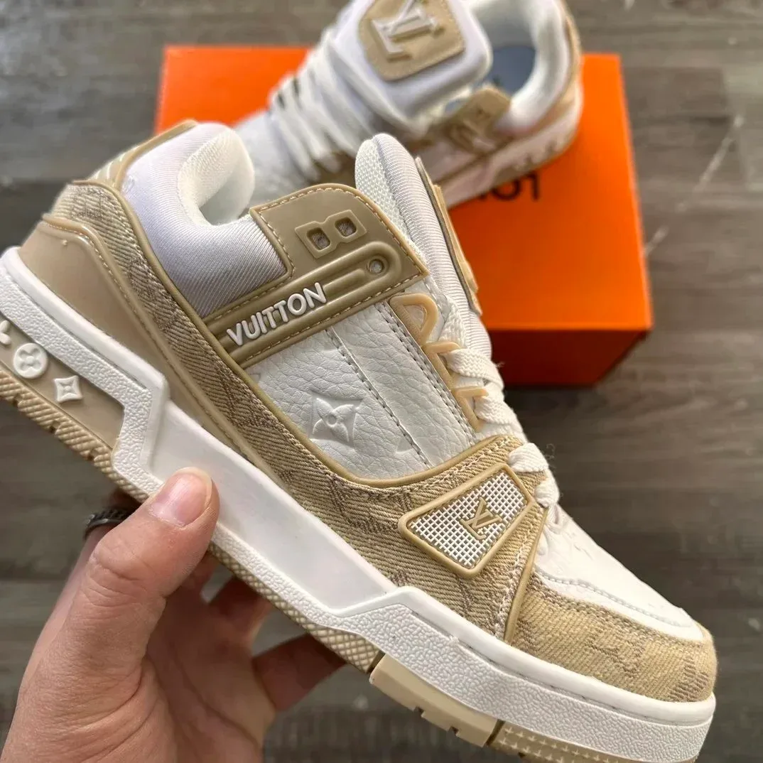 Louis Vuitton LV Trainer White & Beige Sneakers