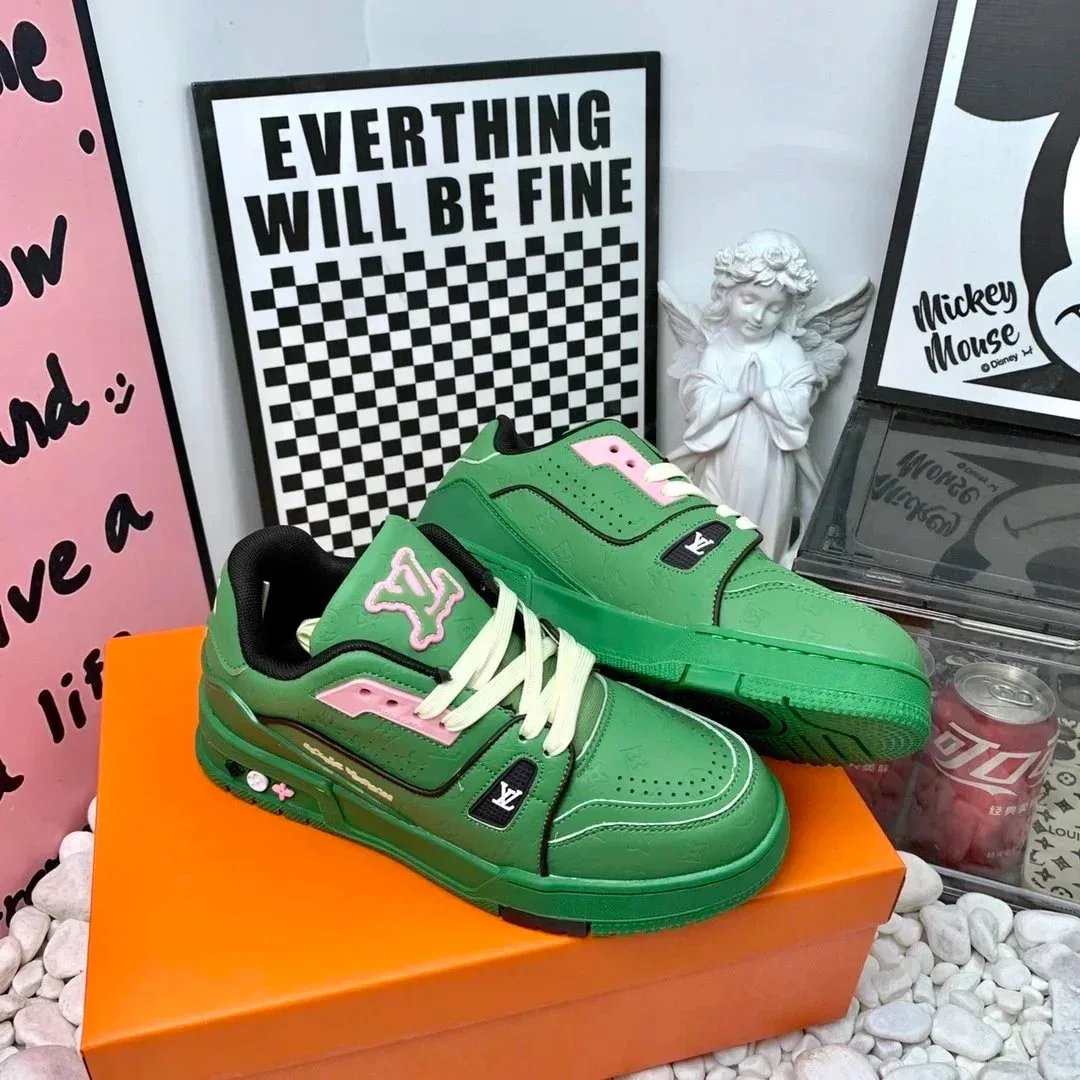 Louis Vuitton LV Trainer Green Pink Sneakers