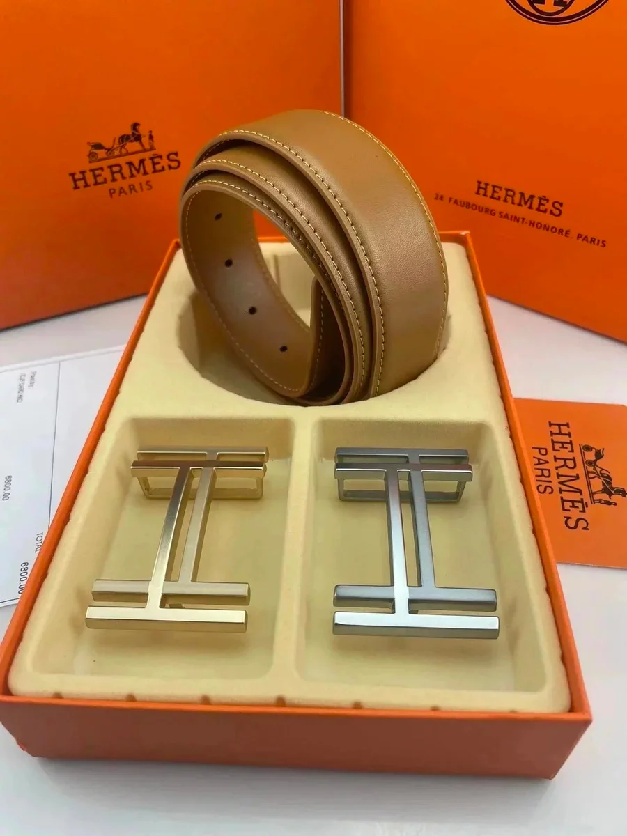 Hermès T-Buckle Belt Beige Leather Belt