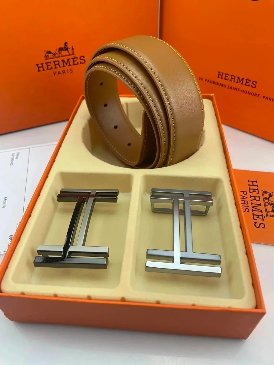 Hermès T-Buckle Belt Tan Leather Accessory
