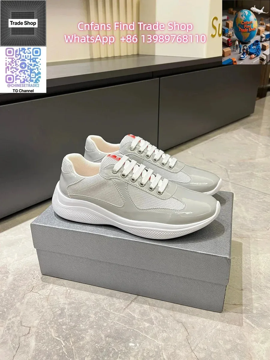Prada Runners Grey Patent Leather Sneakers