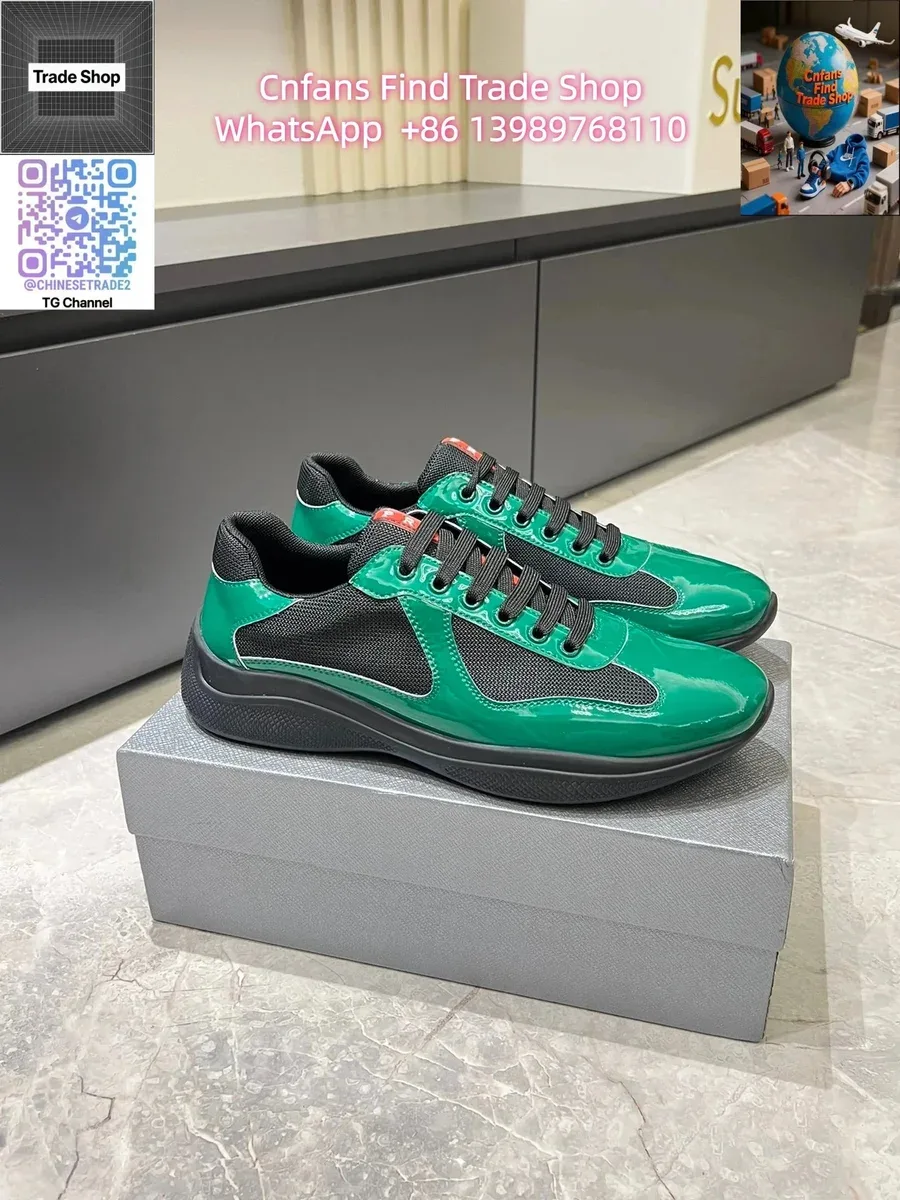 Prada Runners Green Patent Leather Sneakers