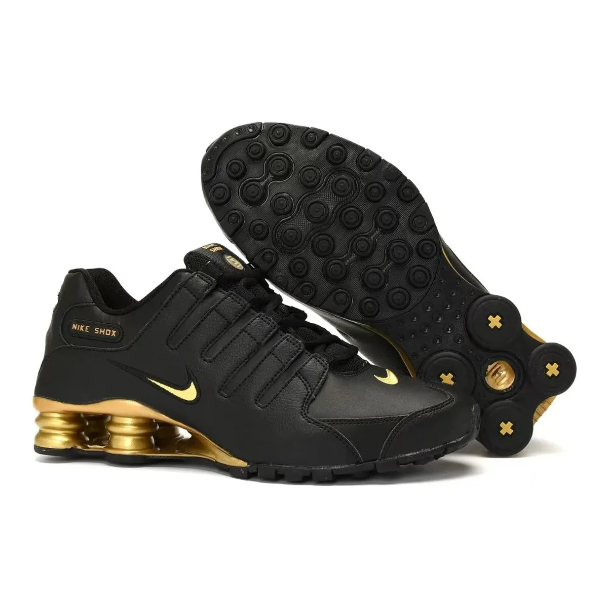 Nike Shox 14 Triple Black Gold Sneakers