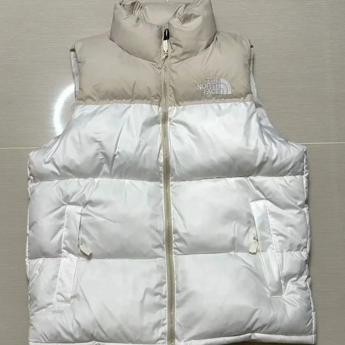 The North Face Nuptse White & Khaki Vest