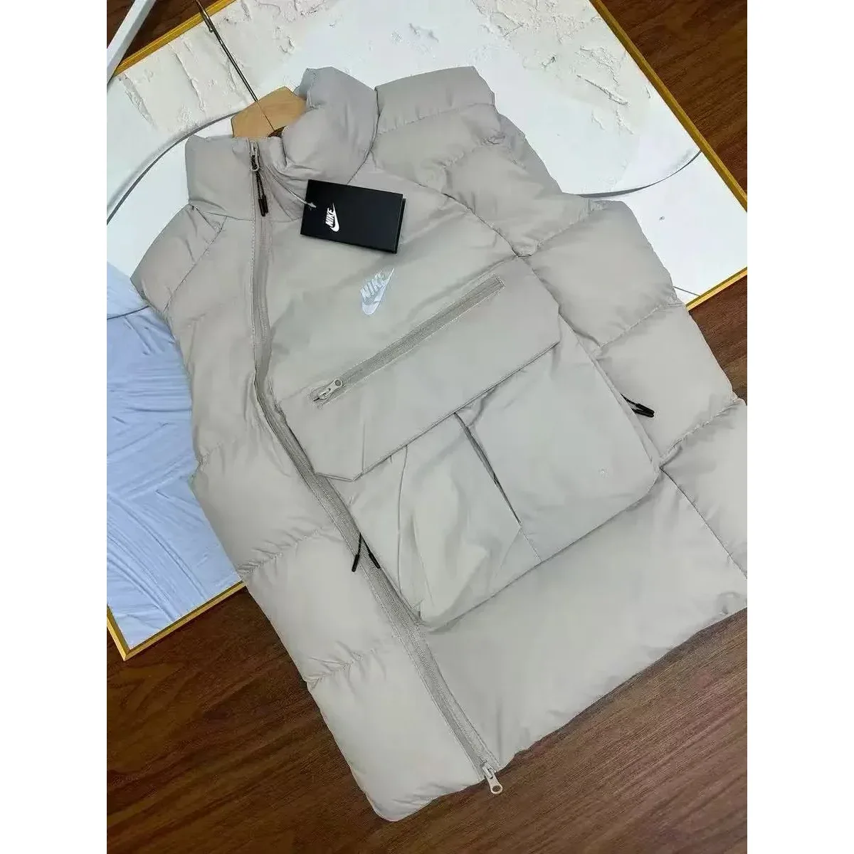 Nike Air Tech Fleece Beige Puffer Vest