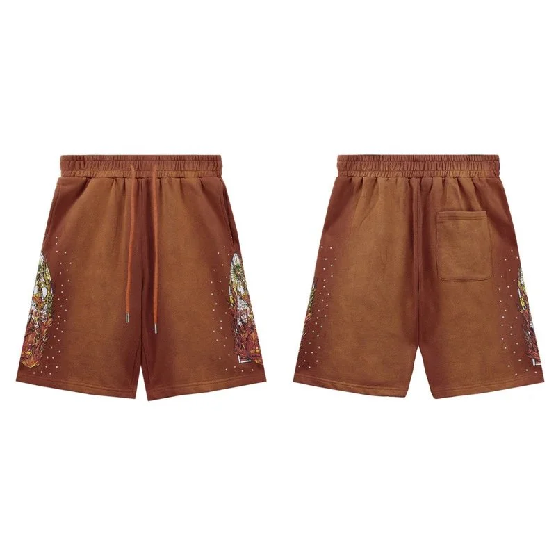 Printed Cotton Shorts Brown Streetwear