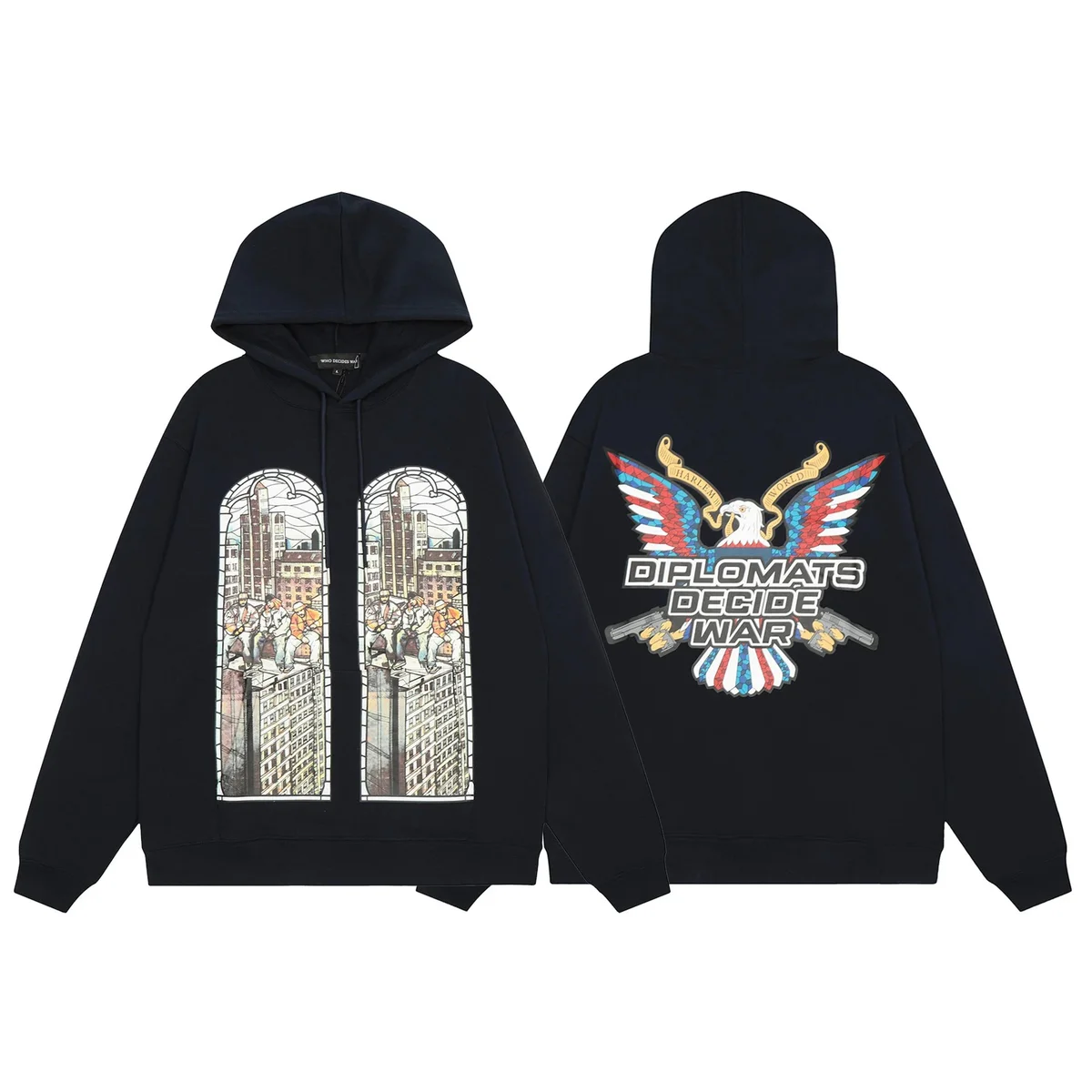 Unisex 'Diplomats Decide War' Hoodie Navy Solid