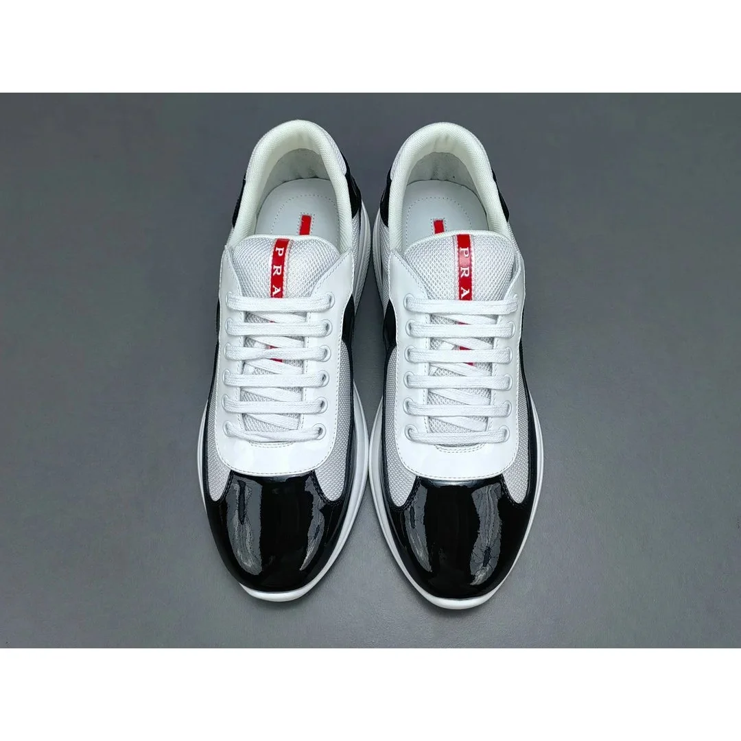 Prada Runners Black/White Patent Leather Sneakers