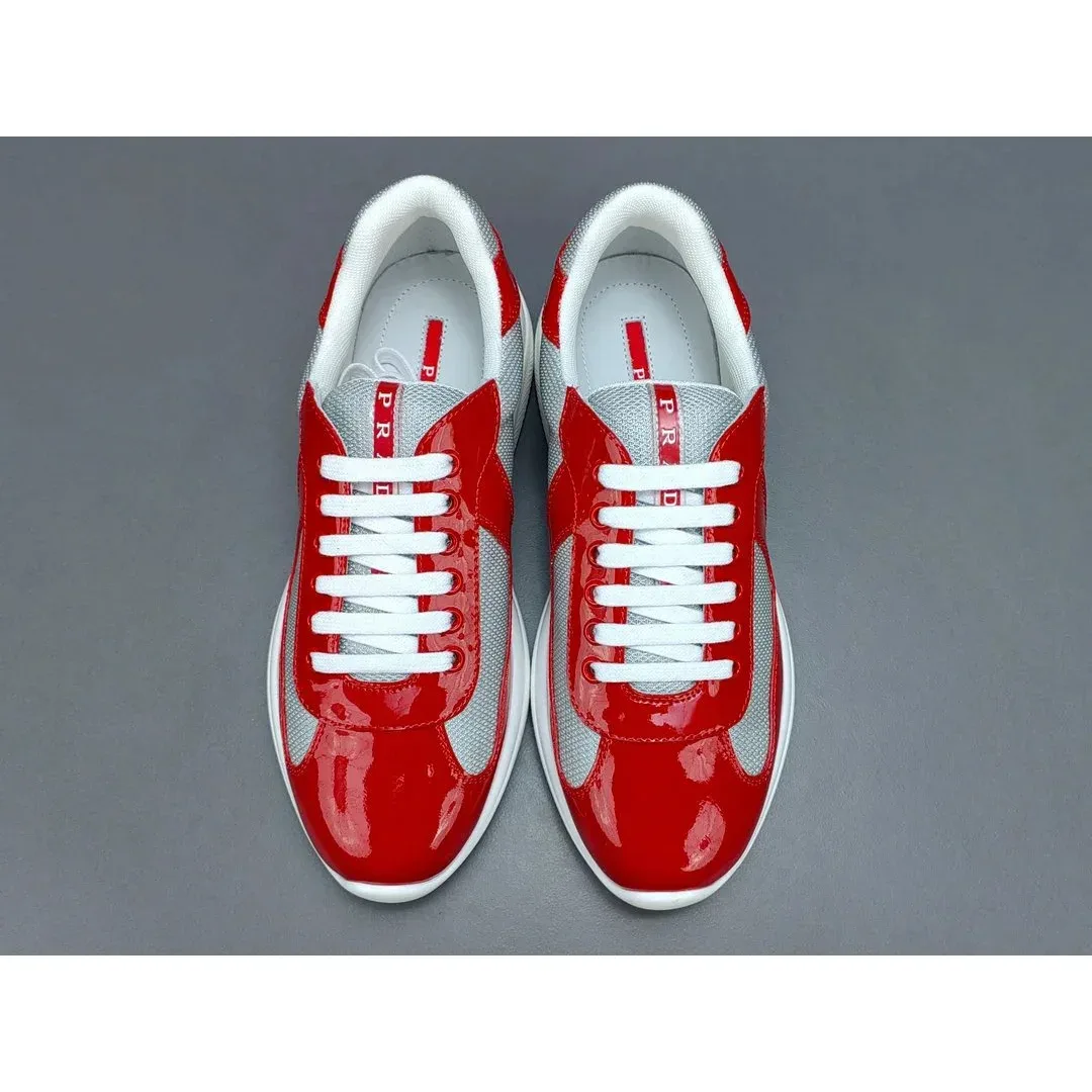 Prada Prada Runners Red/Grey Patent Leather Sneakers Red - 1