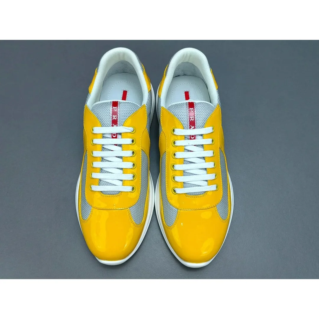 Prada Runners Yellow Patent Leather Sneakers