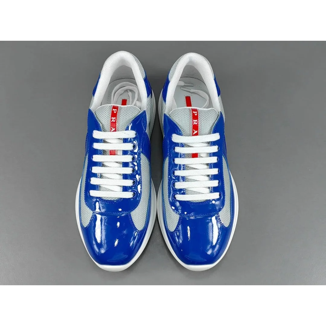 Prada Runners Blue Patent Leather Sneakers