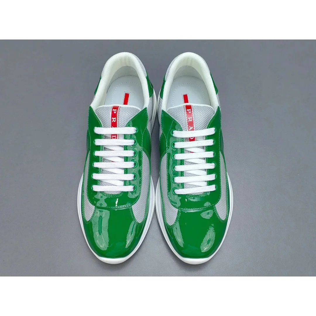 Prada Runners Green Patent Leather Sneakers