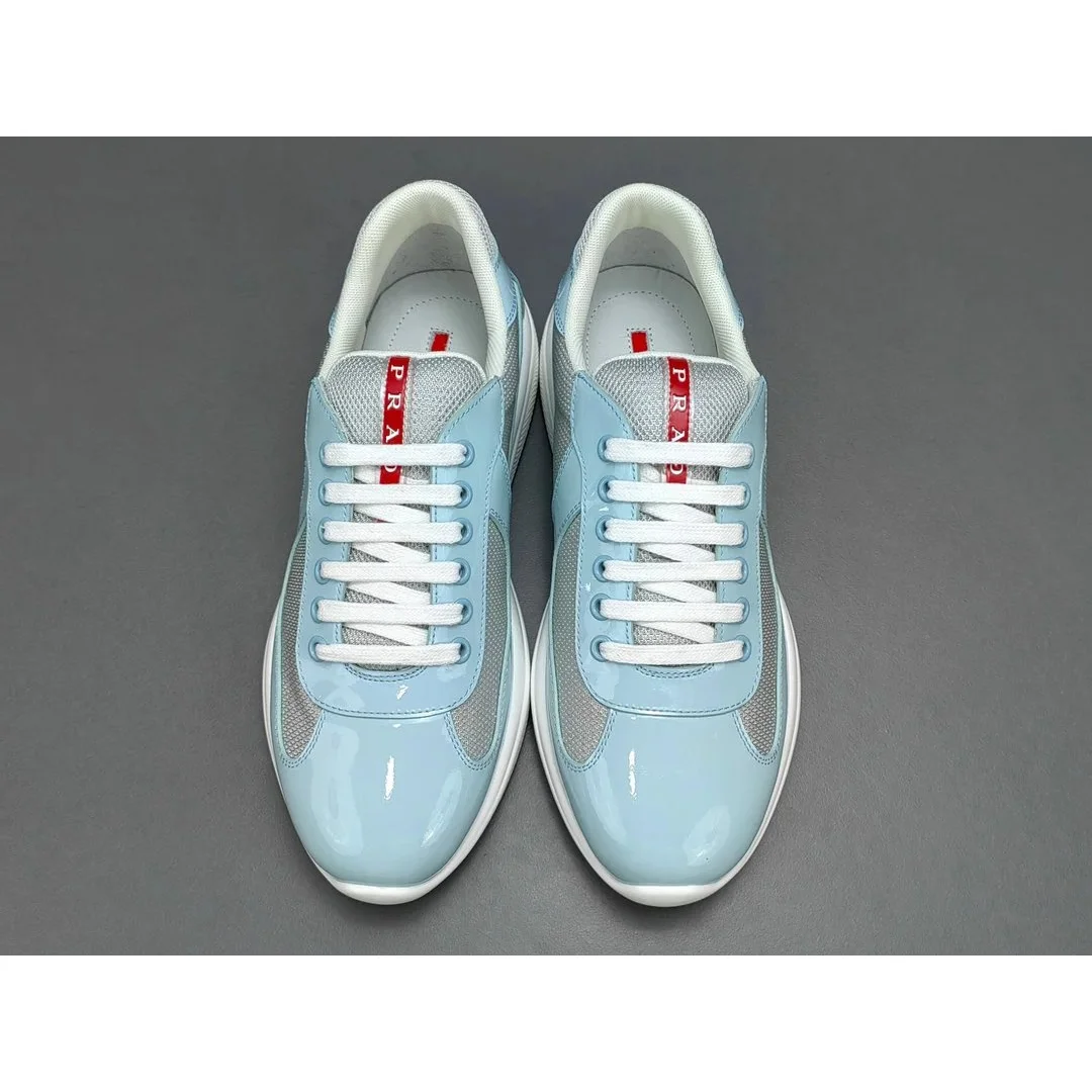 Prada Prada Runners Light Blue Patent Leather Sneakers Blue - 1