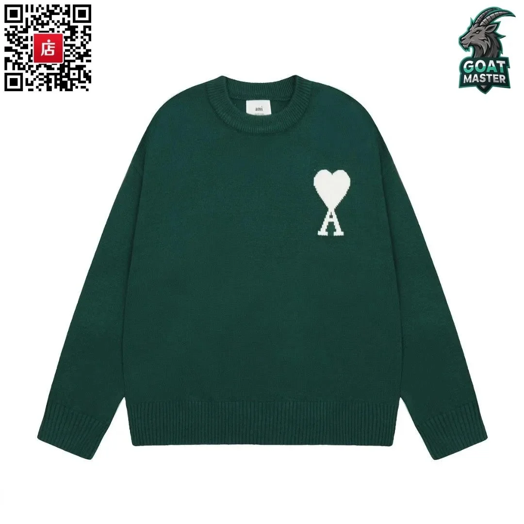 Ami Ami-18-06 Green Heart Sweater