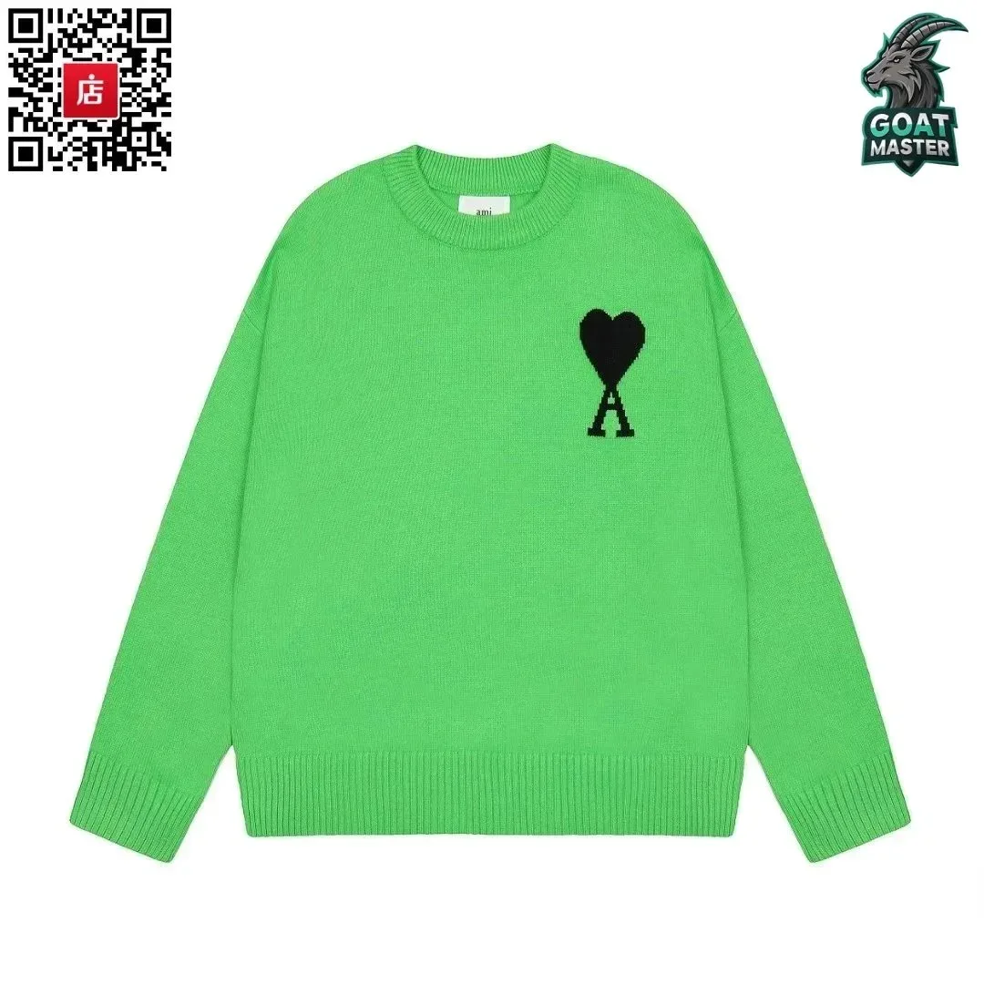 Ami Ami-18-08 Green Heart Knit Sweater