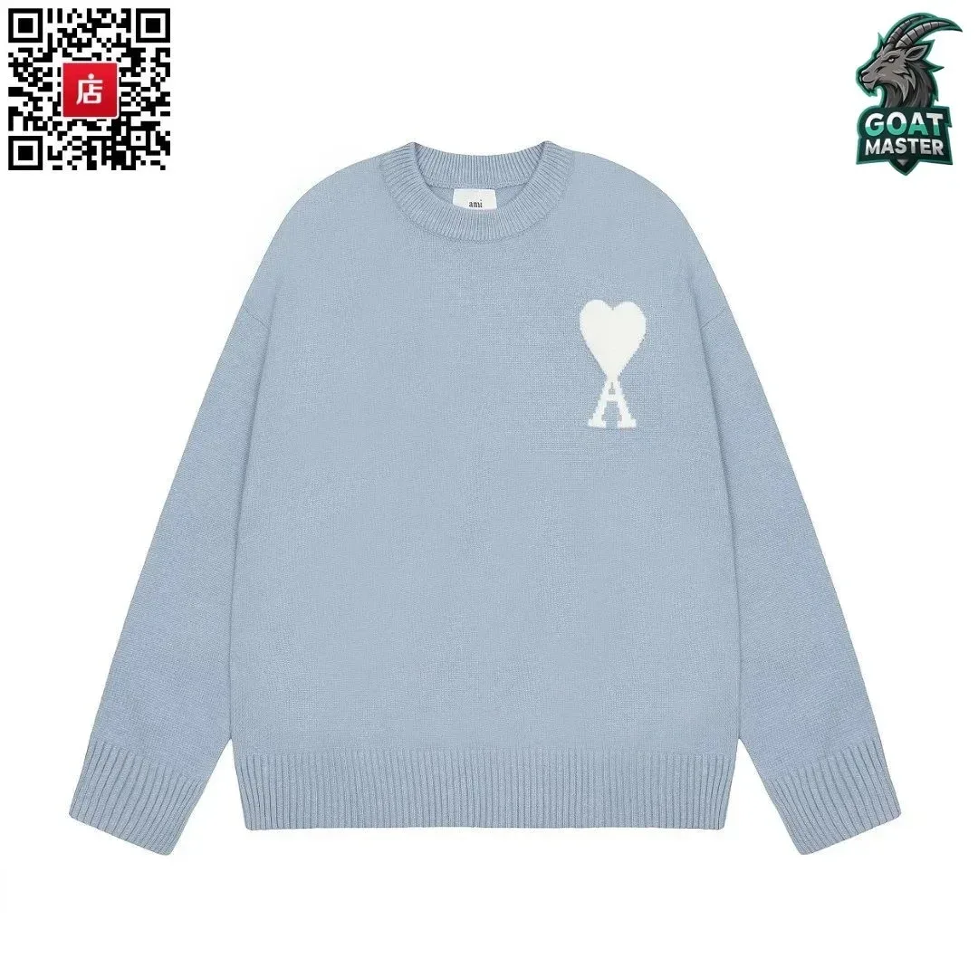 Ami Ami-18-02 Light Blue Sweater with Heart Logo