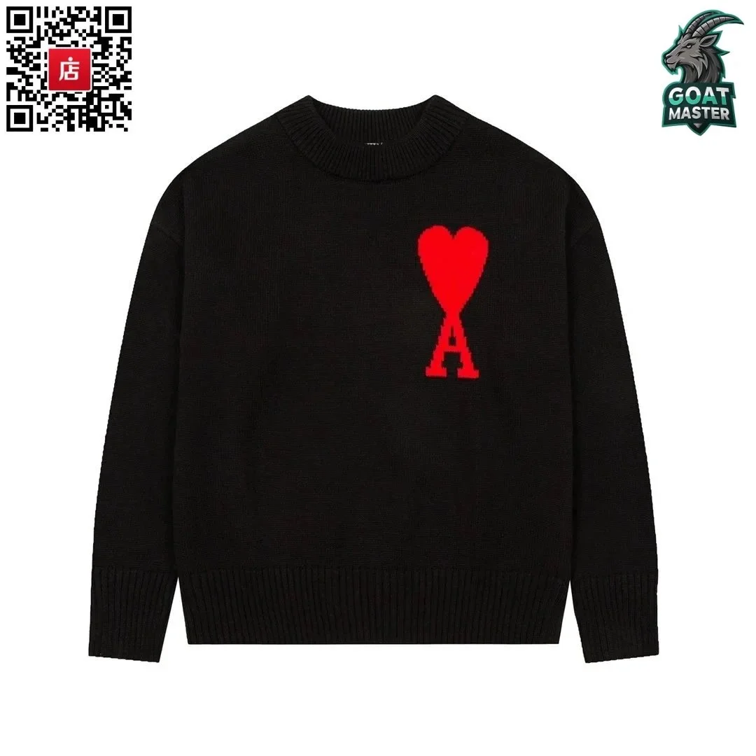 Ami Ami-19-02 Black Heart Knit Sweater