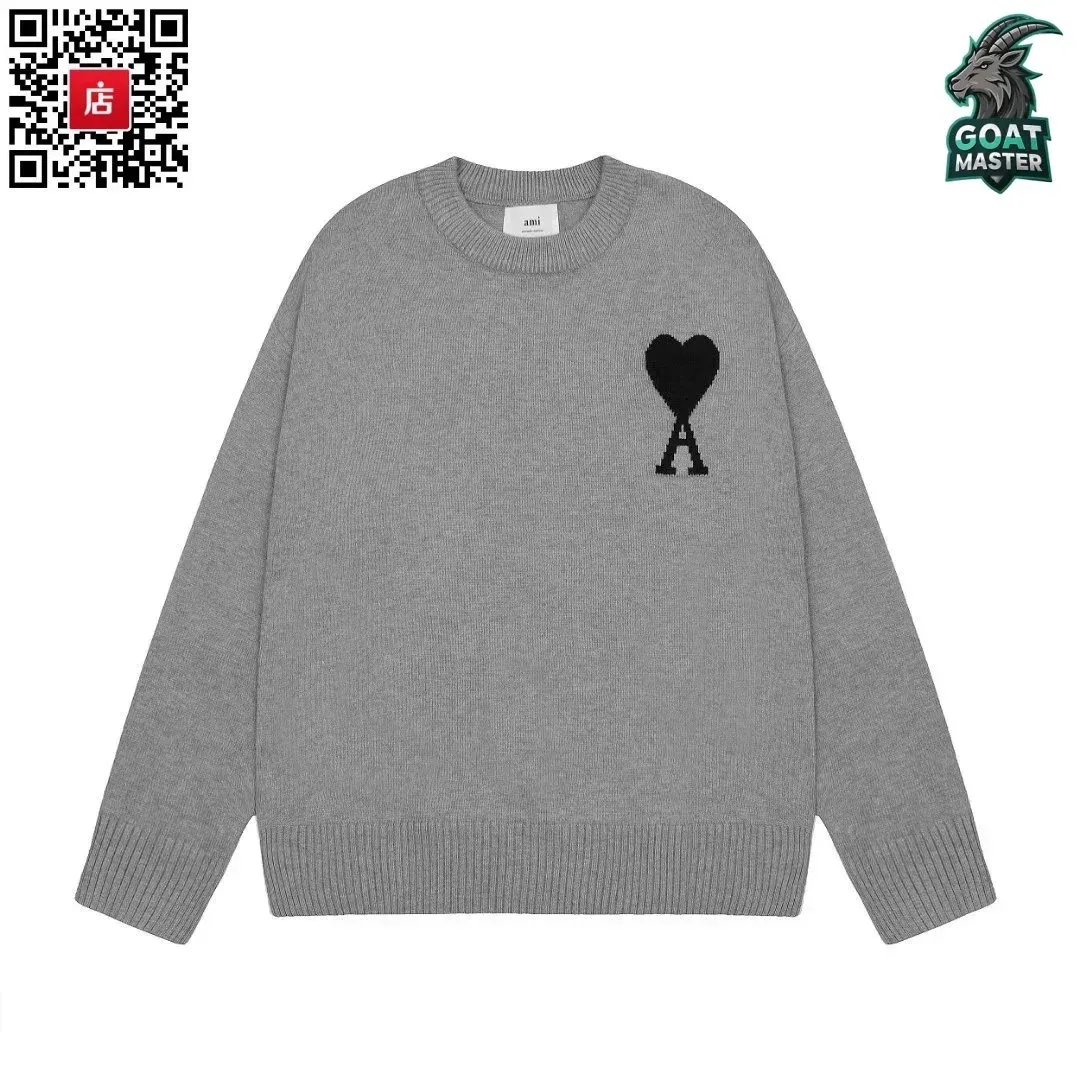 Ami Ami-18-14 Grey Heart Logo Sweater