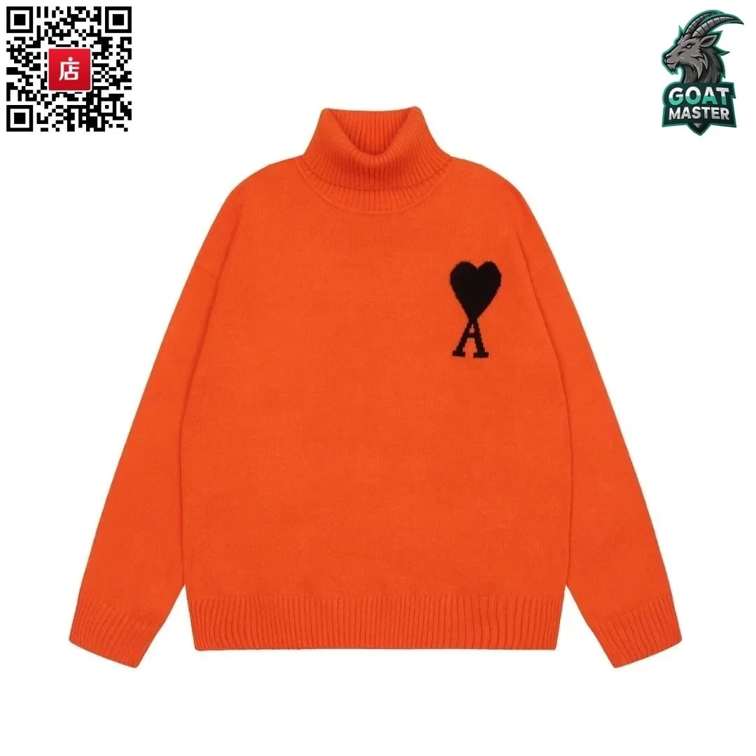 Ami Paris Ami-28-04 Orange Heart Logo Sweater