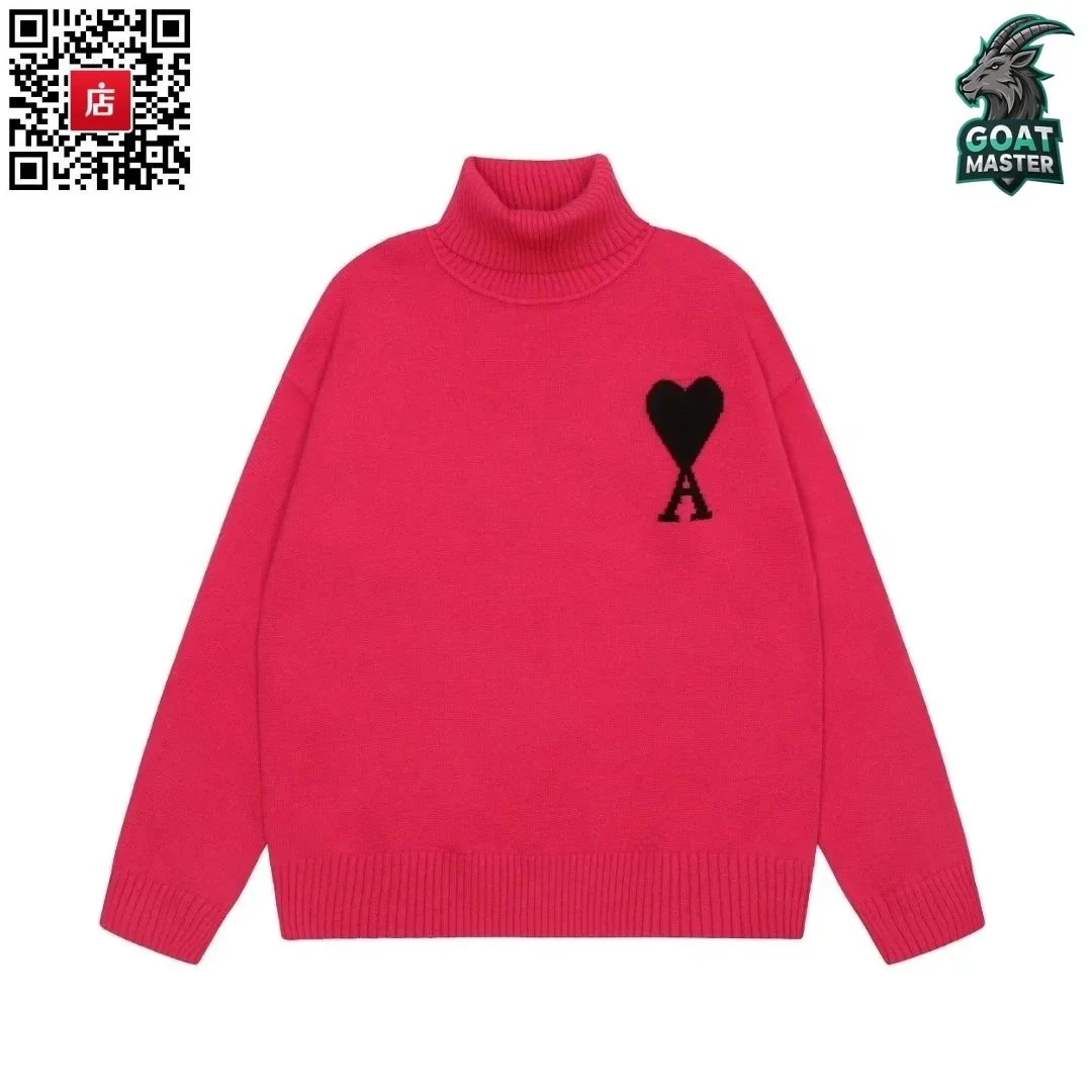 Ami Ami-28-02 Red Heart Turtleneck Sweater