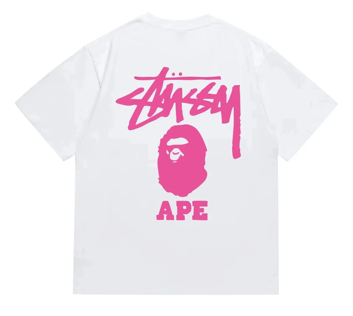 A Bathing Ape BAPE STA White with Pink Logo T-Shirt