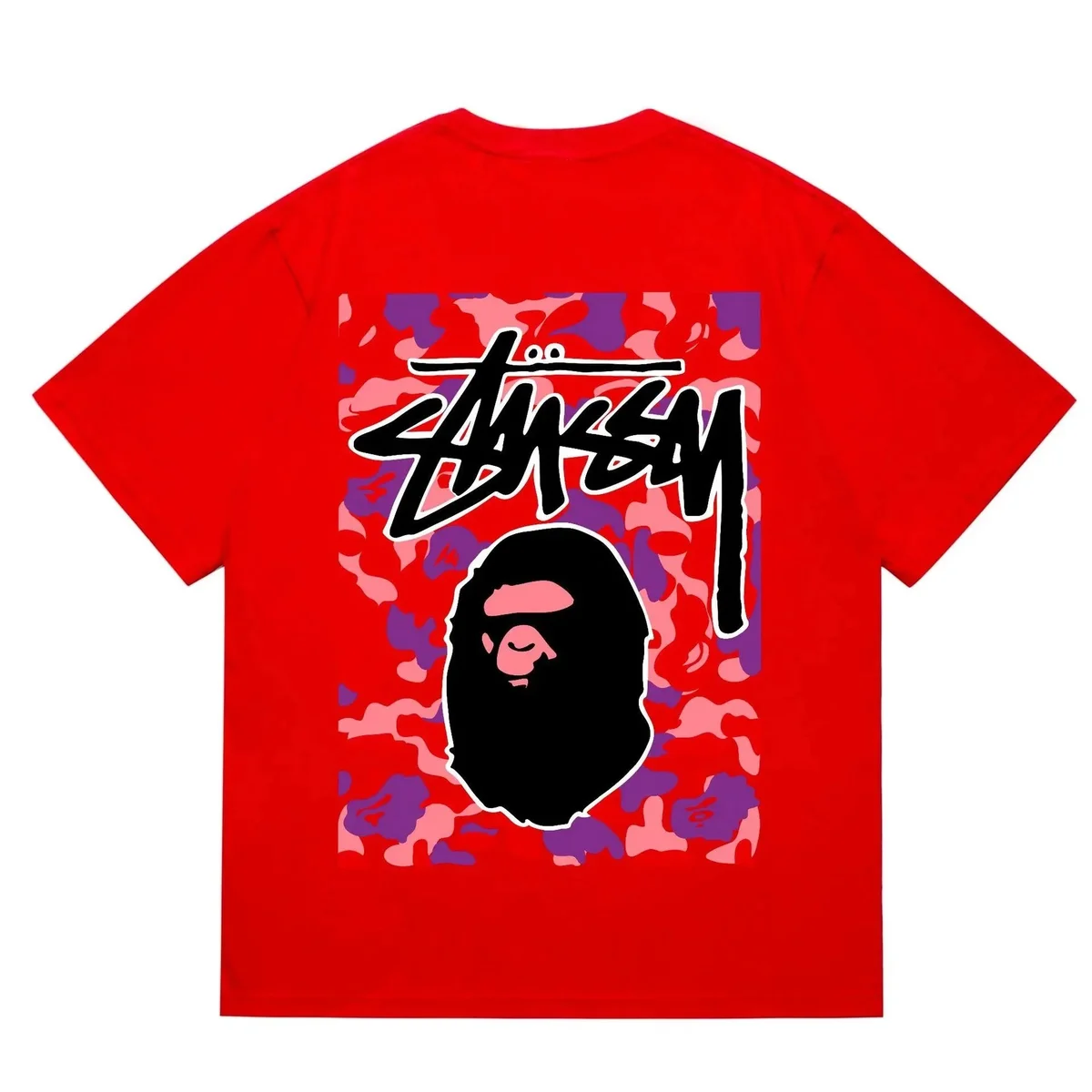 A Bathing Ape BAPE STA Red Black Camo T-Shirt