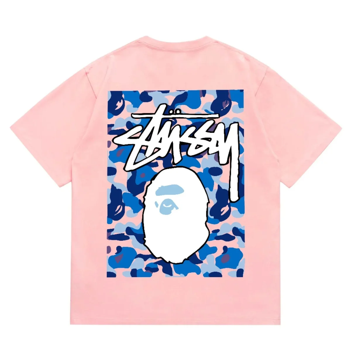 A Bathing Ape BAPE STA Pink Blue Camo T-Shirt
