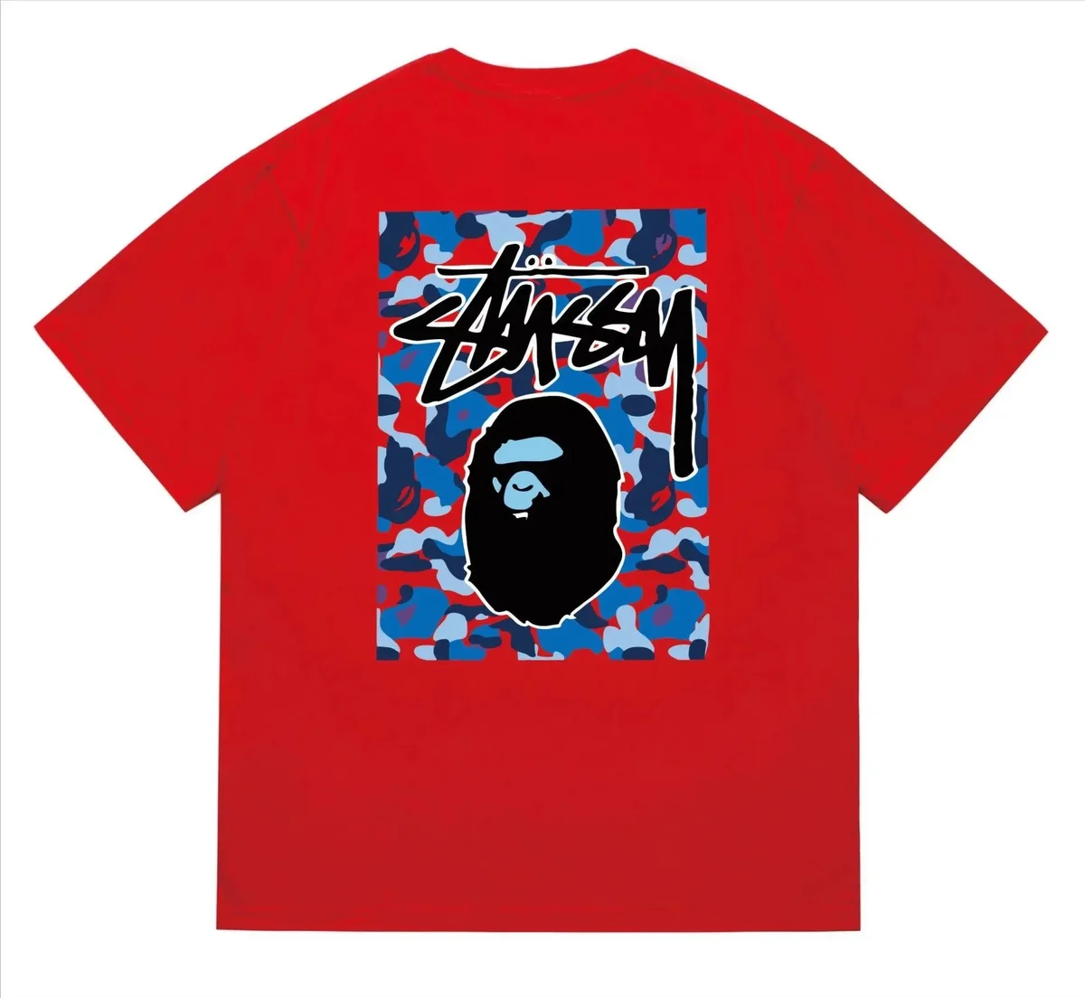 A Bathing Ape BAPE STA Red Blue Camo T-Shirt