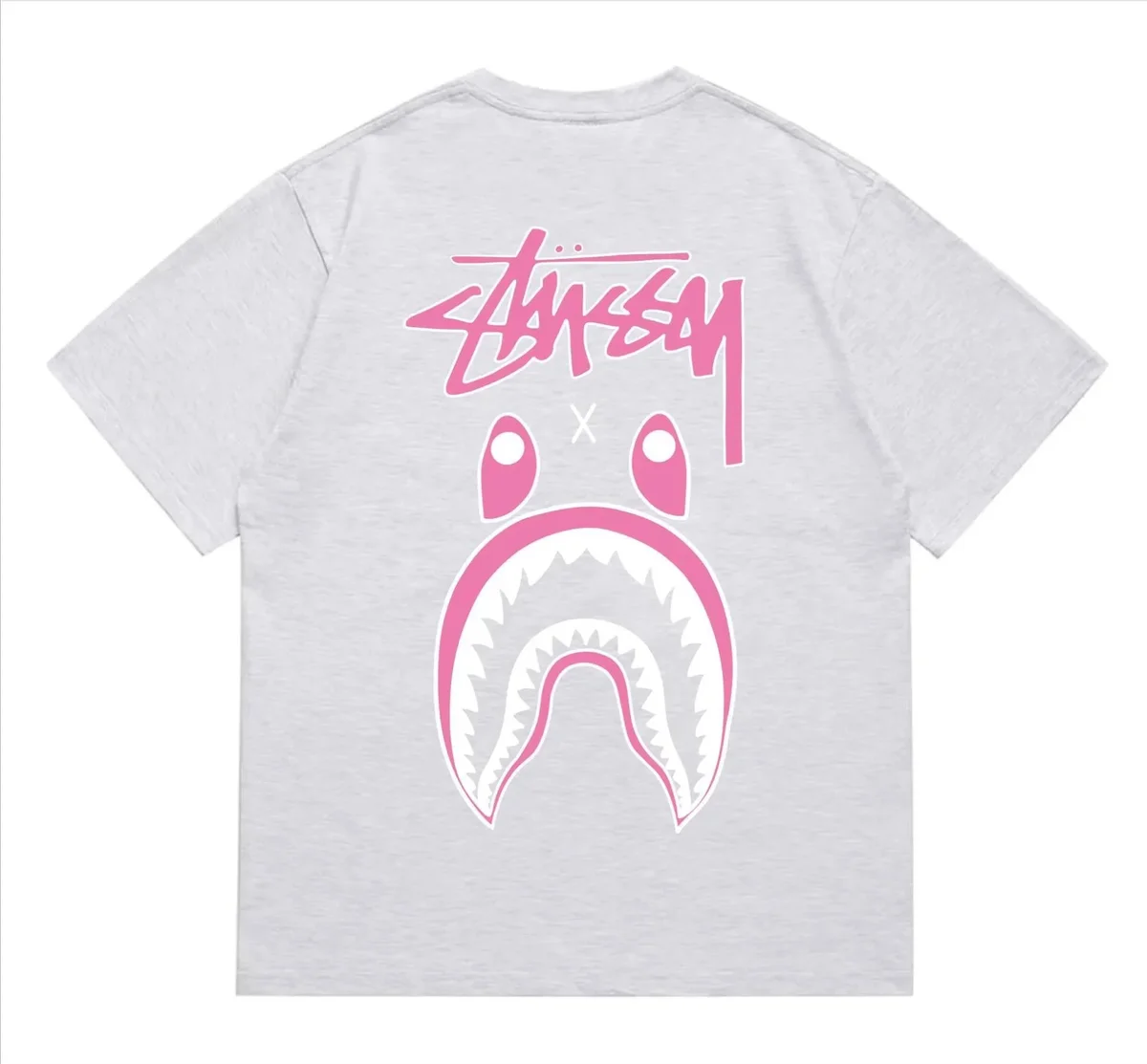 Stussy Stüssy Shark T-Shirt 204 Grey Pink White T-Shirt