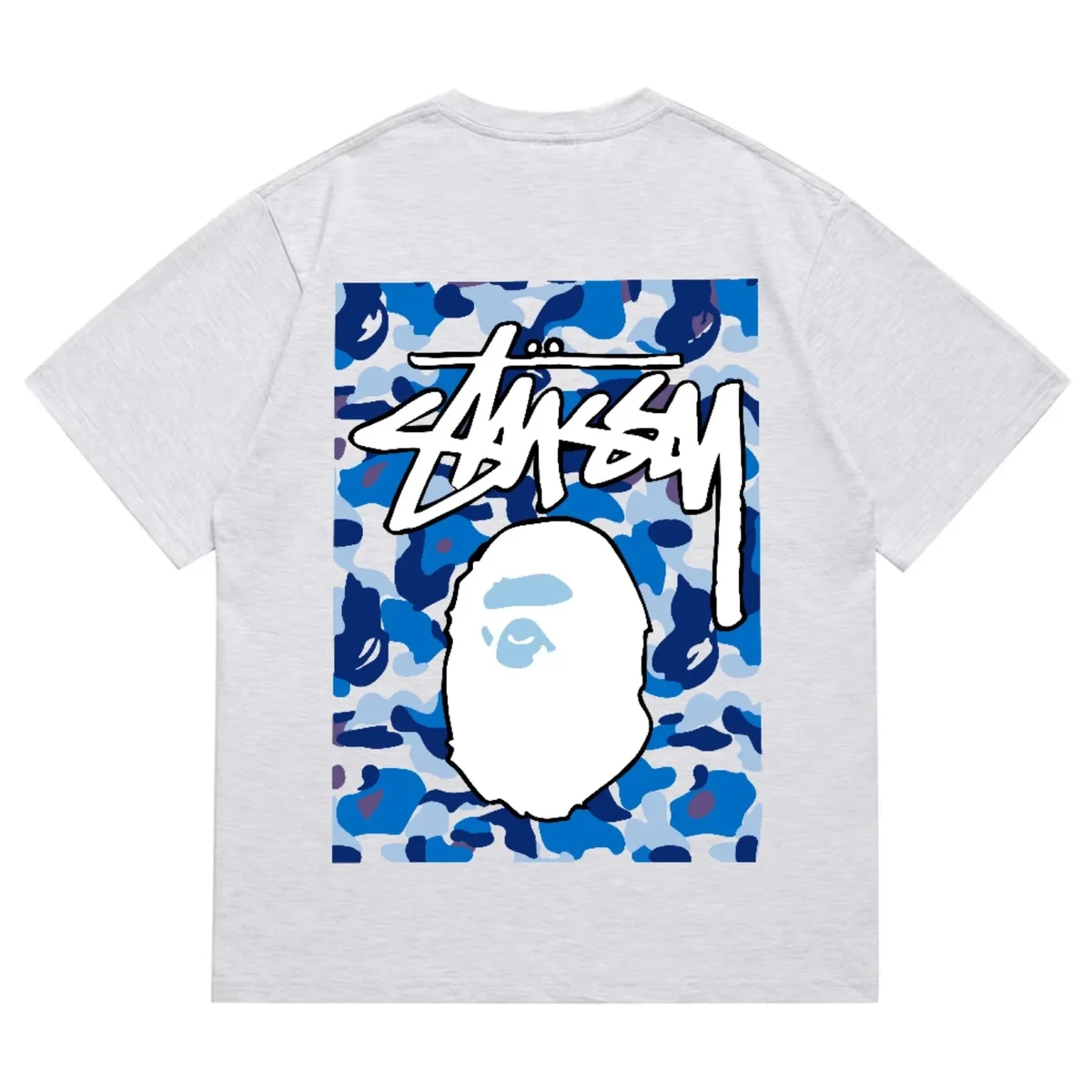 A Bathing Ape BAPE STA Grey Blue Camo T-Shirt