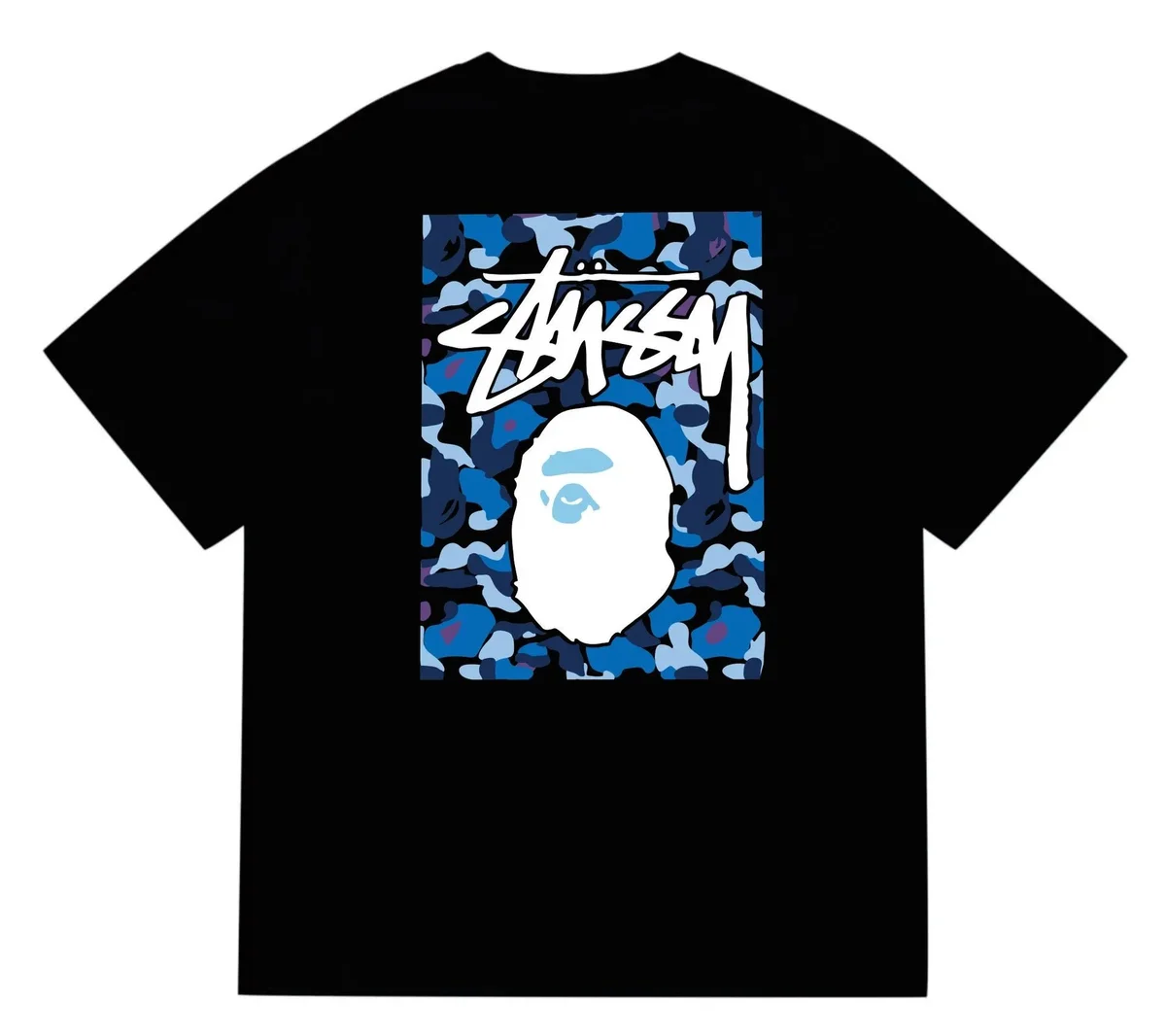 A Bathing Ape BAPE STA Black Blue Camo T-Shirt