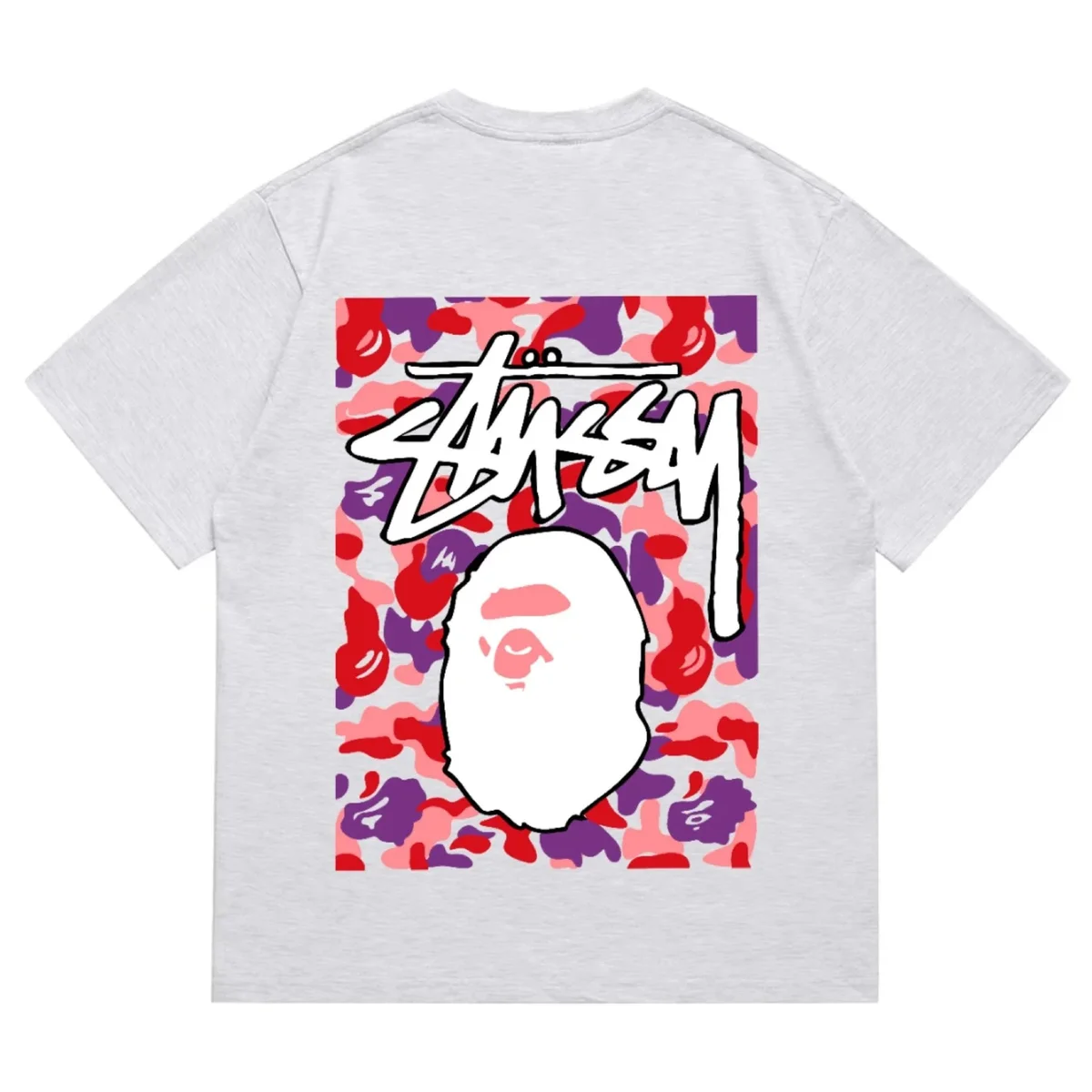 A Bathing Ape BAPE STA Grey Pink Camo T-Shirt
