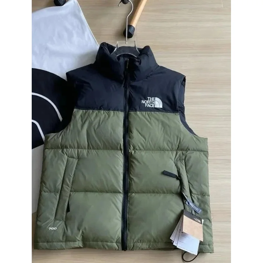 The North Face Nuptse Olive Green Black Vest