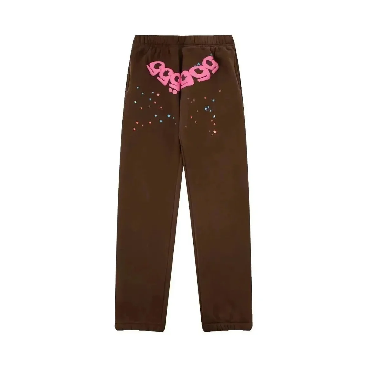 Brown 'Boggo' Sweatpants with Pink Star Print