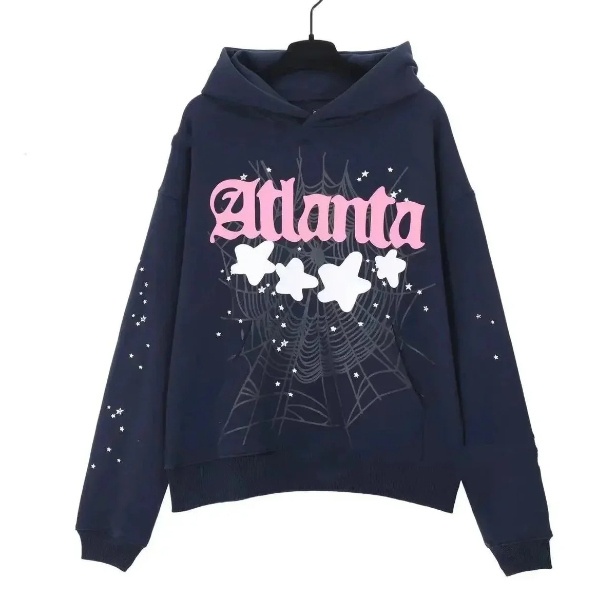 Navy Atlanta Web Print Hoodie