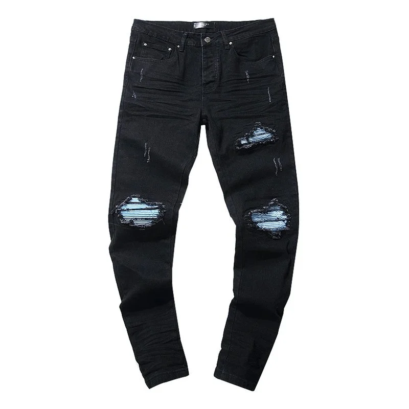 Black Distressed Jeans with Rips