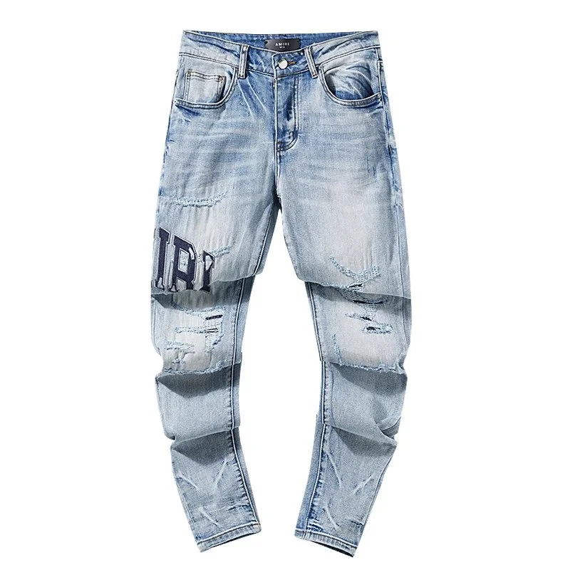 Amiri MX1 Distressed Light Blue Jeans