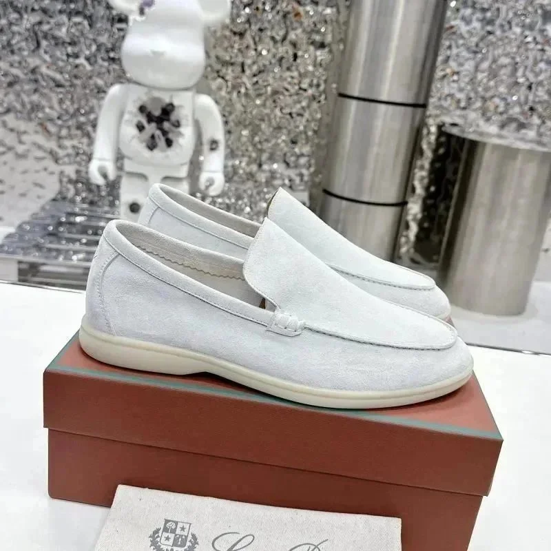 Other White Suede Loafers Slip-On Shoes White - 1