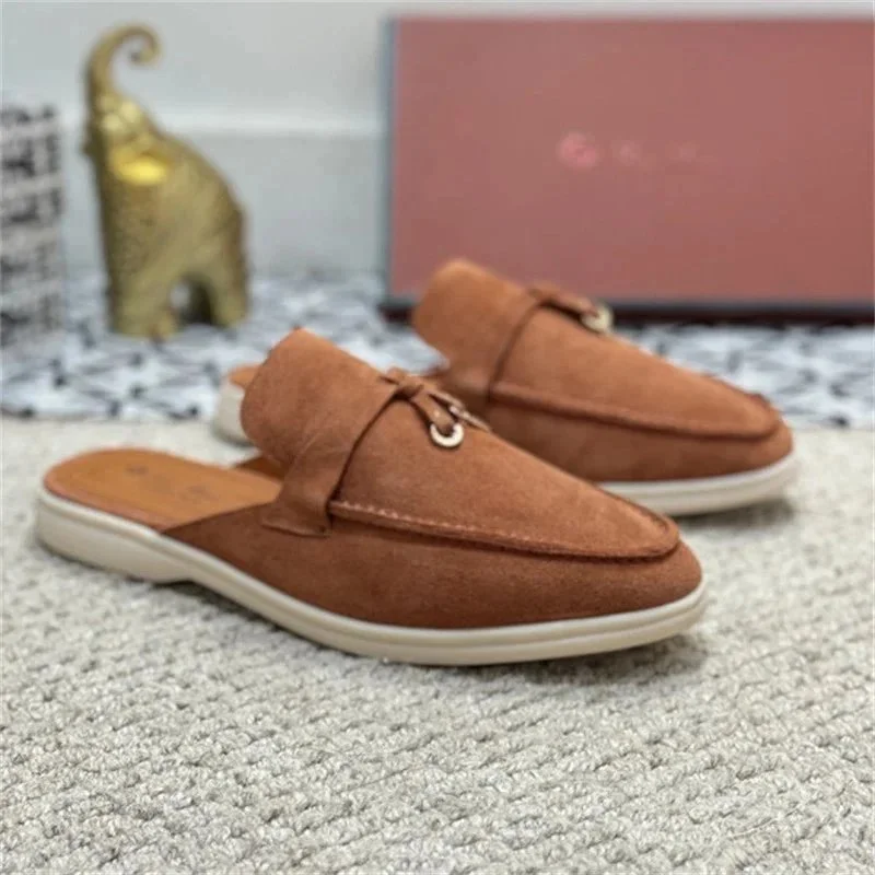Unisex Suede Loafers Brown Beige Slip-On Shoes