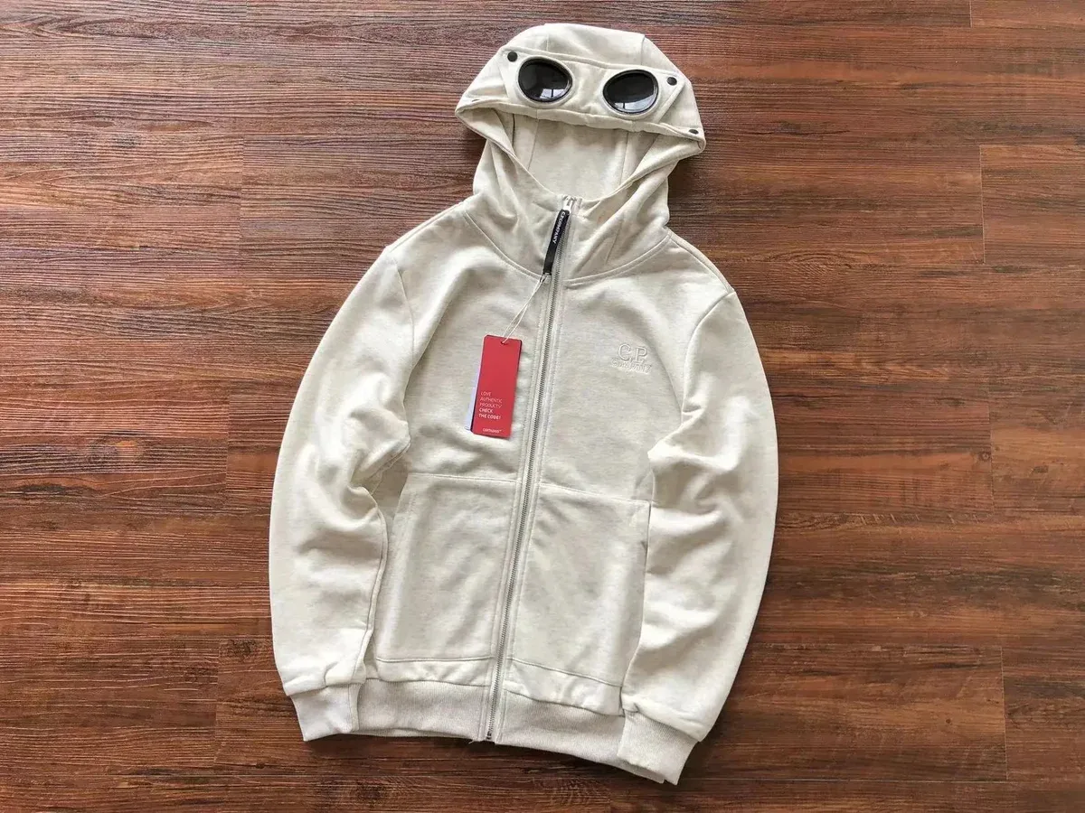 CP Company Goggle Hoodie Sweatshirt Beige