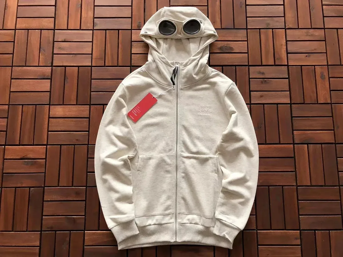 CP Company Goggle Hoodie Sweatshirt Beige