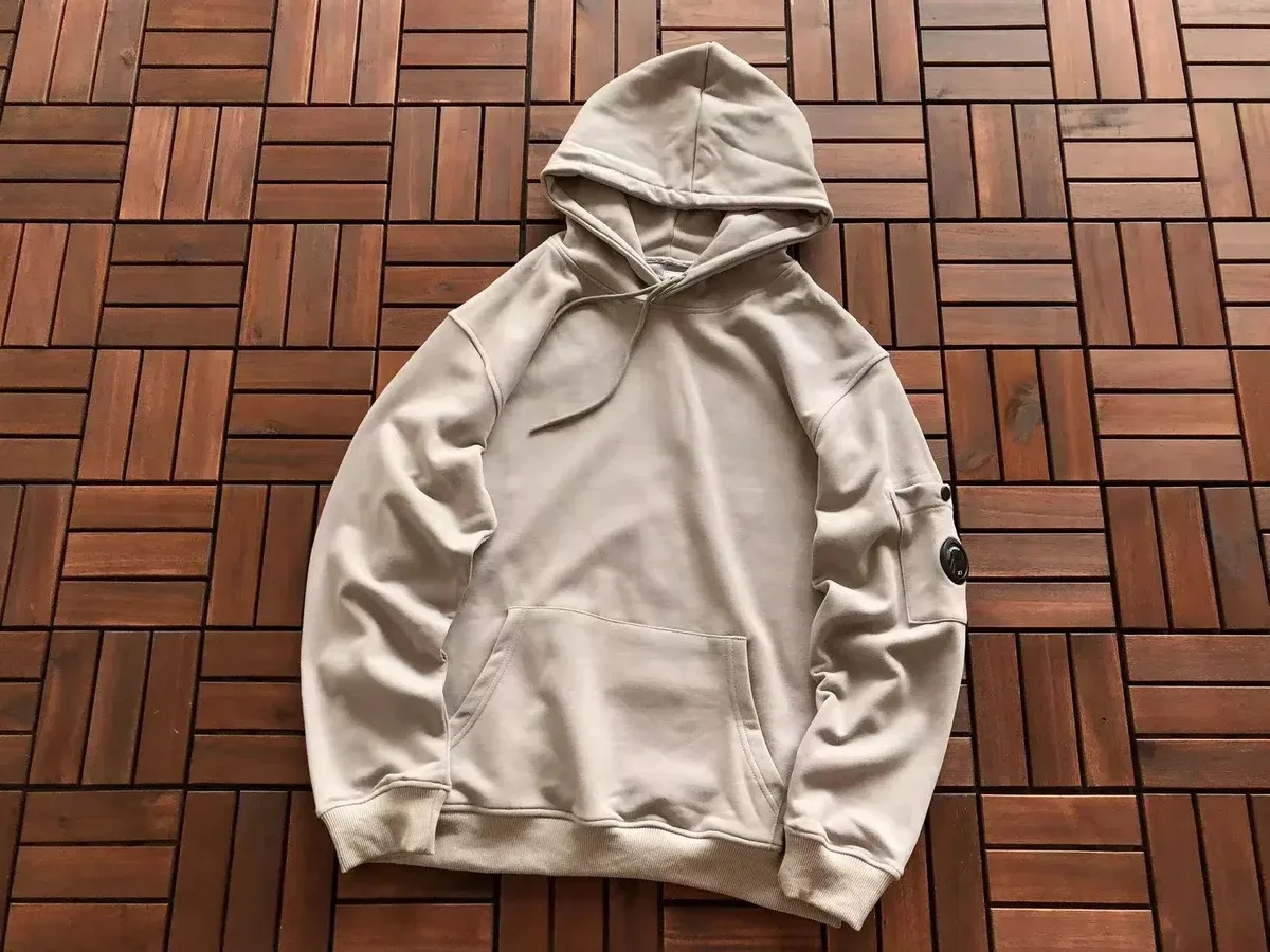 Unisex Beige Hoodie with Arm Pocket